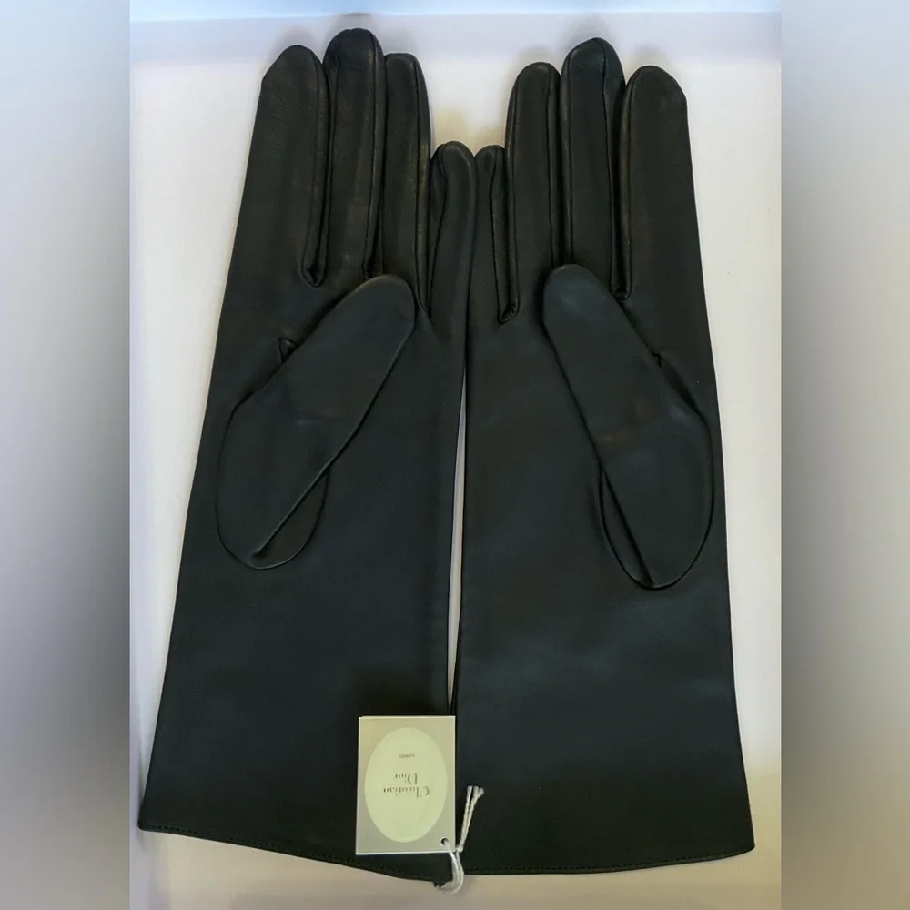 Christian Dior Black Leather Gloves